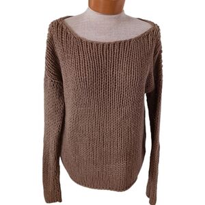 Size S/M Vince. Womens Sweater Wool Knit Fisherman Chunky Sweater Tan Coastal